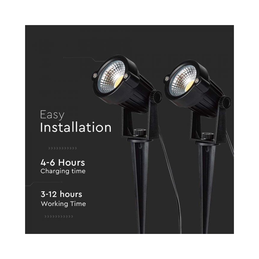 SET 2x LED-Solarleuchte für den Außenbereich 2xLED/1,2W/3,7V IP65 3000K 4000 mAh