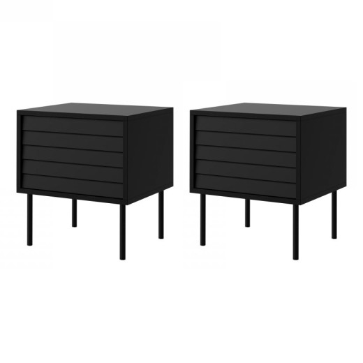 SET 2x Nachttisch CORTINA 51x45 cm schwarz