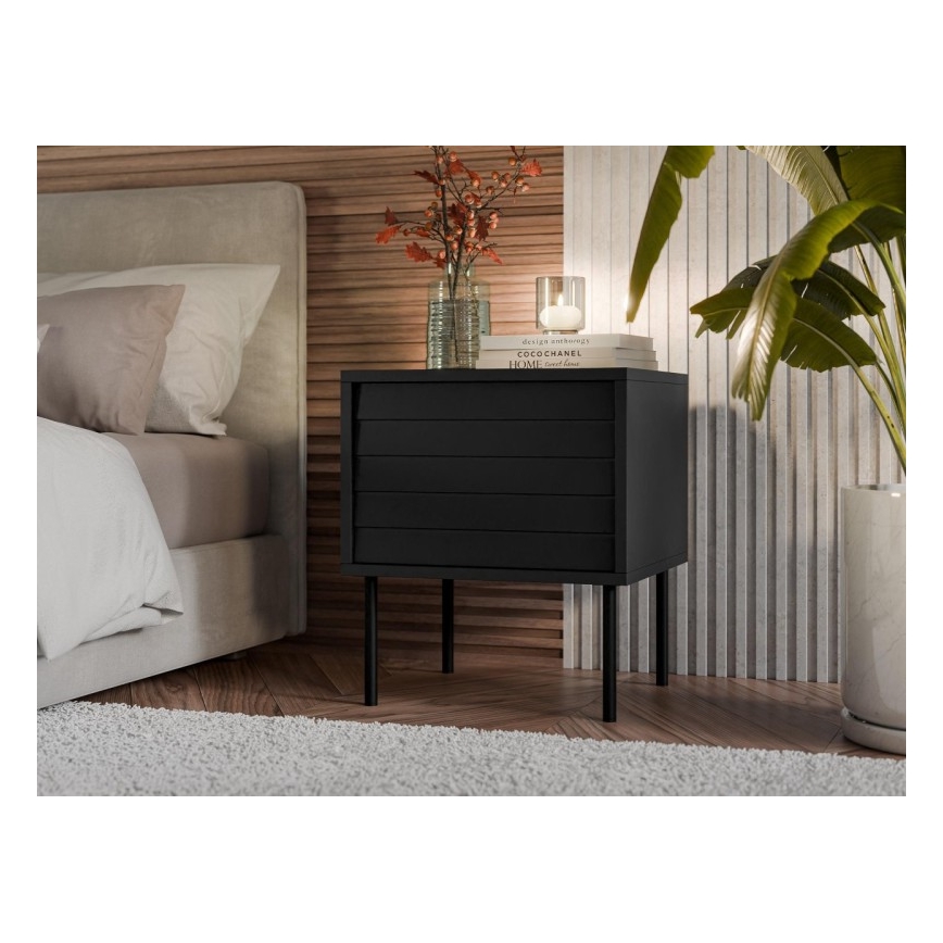 SET 2x Nachttisch CORTINA 51x45 cm schwarz