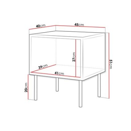 SET 2x Nachttisch CORTINA 51x45 cm schwarz