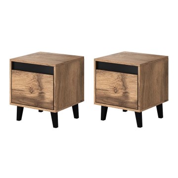 SET 2x Nachttisch NORD 45x40 cm Eiche Wotan / anthrazit