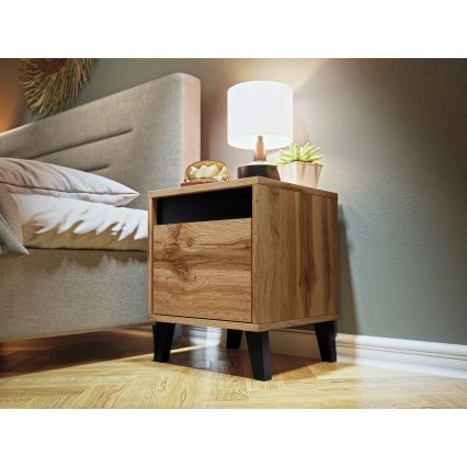 SET 2x Nachttisch NORD 45x40 cm Eiche Wotan / anthrazit