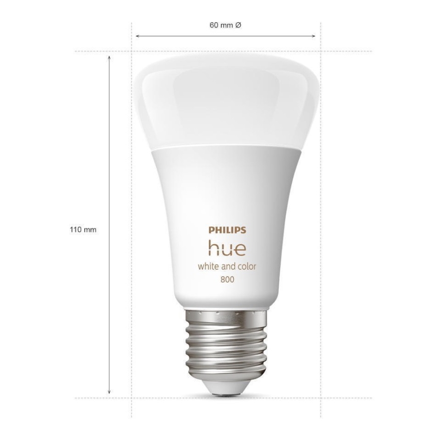 SET 2x dimmbare LED-Glühbirne Philips Hue White and Color Ambiance A60 E27/6,5W/230V 2000-6500K