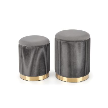 SET 2x Sitzhocker MONTY d 36/66 cm grau/golden