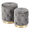 SET 2x Sitzhocker POLLY d 40/44 cm grau/golden