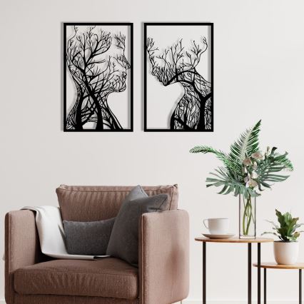 SET 2x Wanddekoration 86x63 cm Baum des Lebens Metall