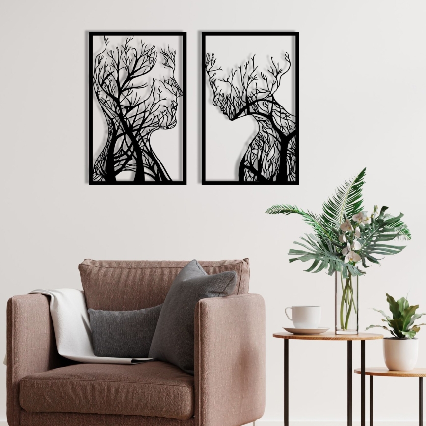 SET 2x Wanddekoration 86x63 cm Baum des Lebens Metall