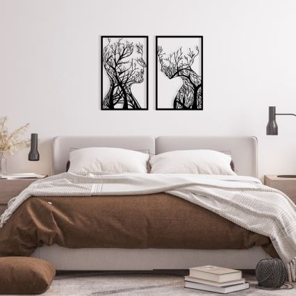 SET 2x Wanddekoration 86x63 cm Baum des Lebens Metall