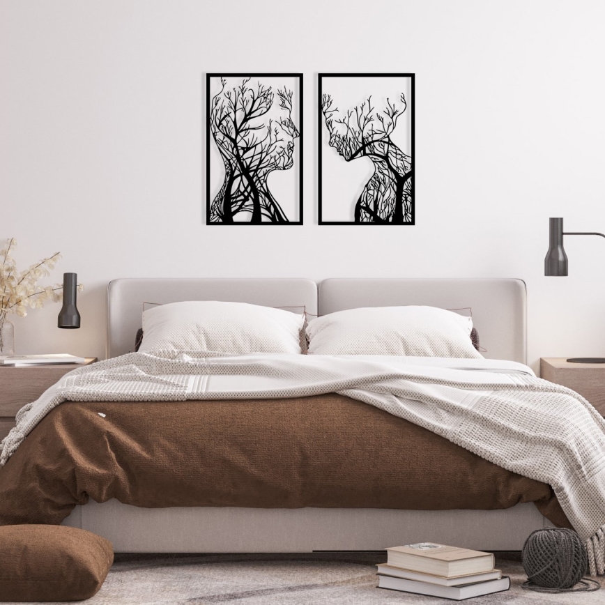 SET 2x Wanddekoration 86x63 cm Baum des Lebens Metall