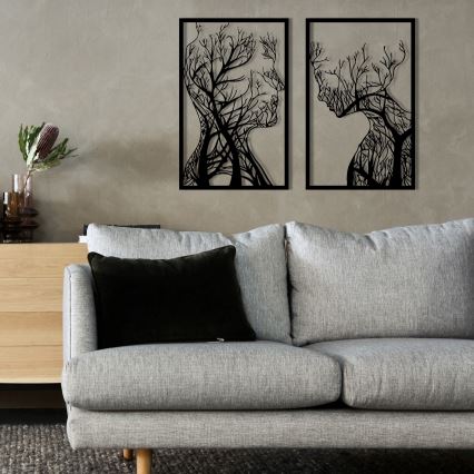 SET 2x Wanddekoration 86x63 cm Baum des Lebens Metall