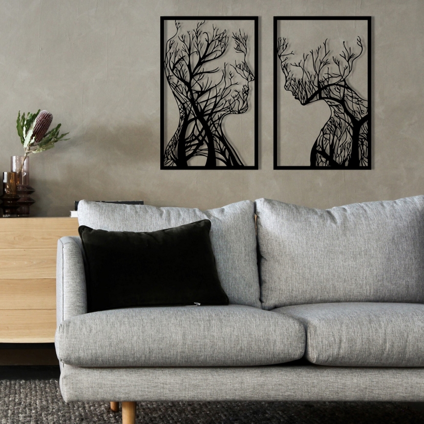 SET 2x Wanddekoration 86x63 cm Baum des Lebens Metall