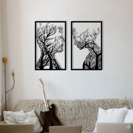 SET 2x Wanddekoration 86x63 cm Baum des Lebens Metall