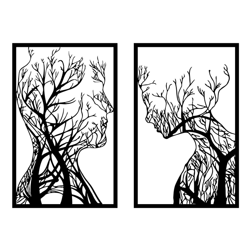 SET 2x Wanddekoration 86x63 cm Baum des Lebens Metall