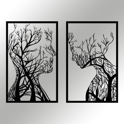 SET 2x Wanddekoration 86x63 cm Baum des Lebens Metall