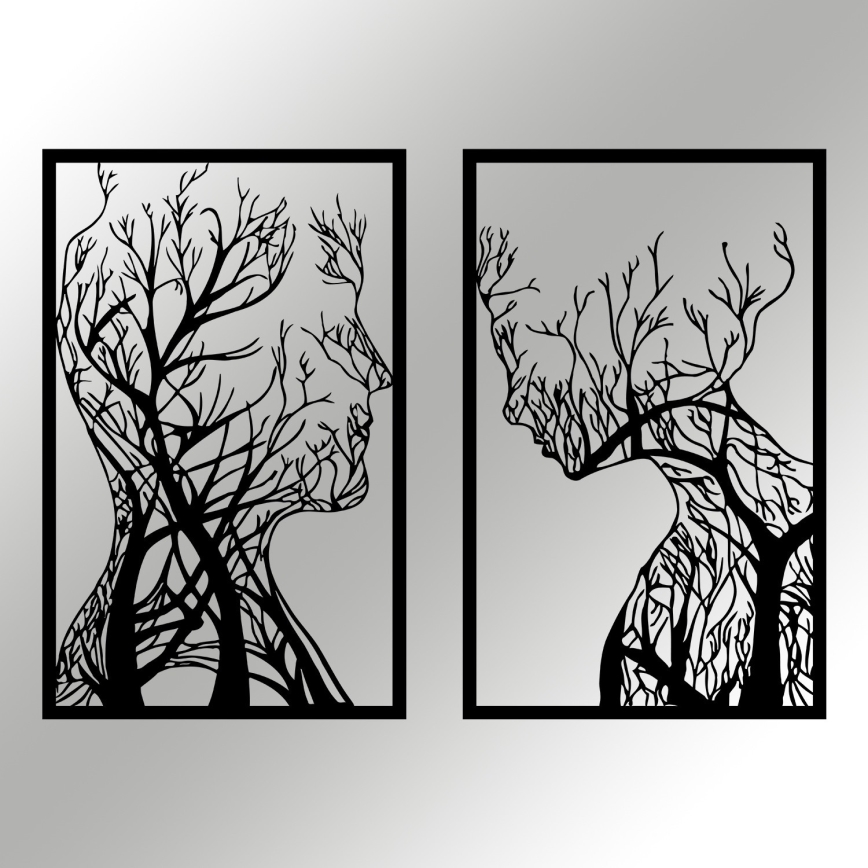 SET 2x Wanddekoration 86x63 cm Baum des Lebens Metall