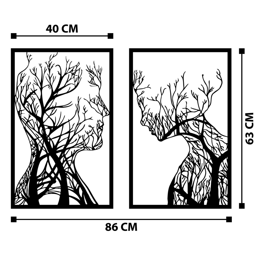 SET 2x Wanddekoration 86x63 cm Baum des Lebens Metall