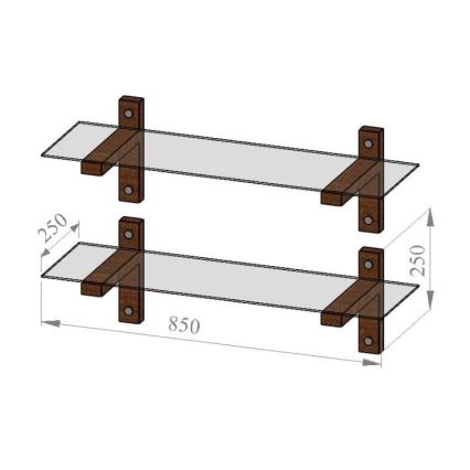 SET 2x Wandregal 25x85 cm Kiefer/klar