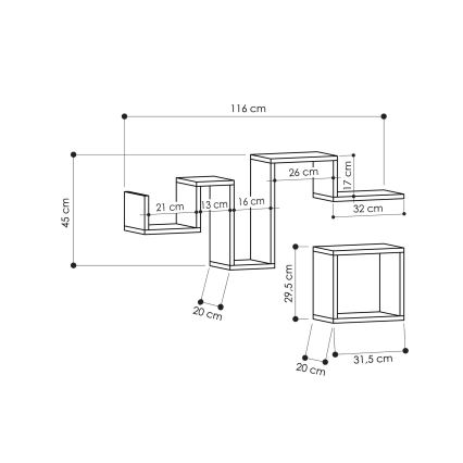 SET 2x Wandregal FOLLOW braun