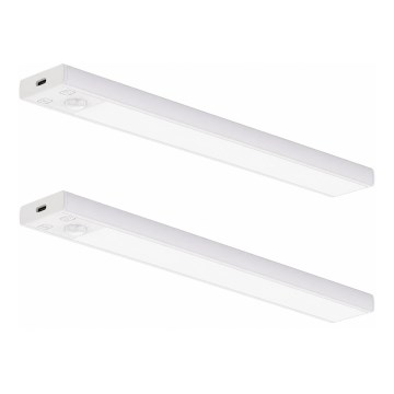 SET 2x Wiederaufladbare LED-Möbelbeleuchtung mit Bewegungs- und Dämmerungssensor VIRO LED/1,2W/3,7V 800 mAh 3000/4000/6500K 30 cm weiß