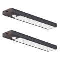 SET 2x wiederaufladbare LED-Möbelbeleuchtung mit Bewegungs- und Dämmerungssensor VIRO LED/1W/3,7V 800 mAh 3000/4000/6500K 20 cm schwarz