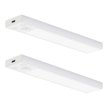 SET 2x Wiederaufladbare LED-Möbelbeleuchtung mit Bewegungs- und Dämmerungssensor VIRO LED/1W/3,7V 800 mAh 3000/4000/6500K 20 cm weiß