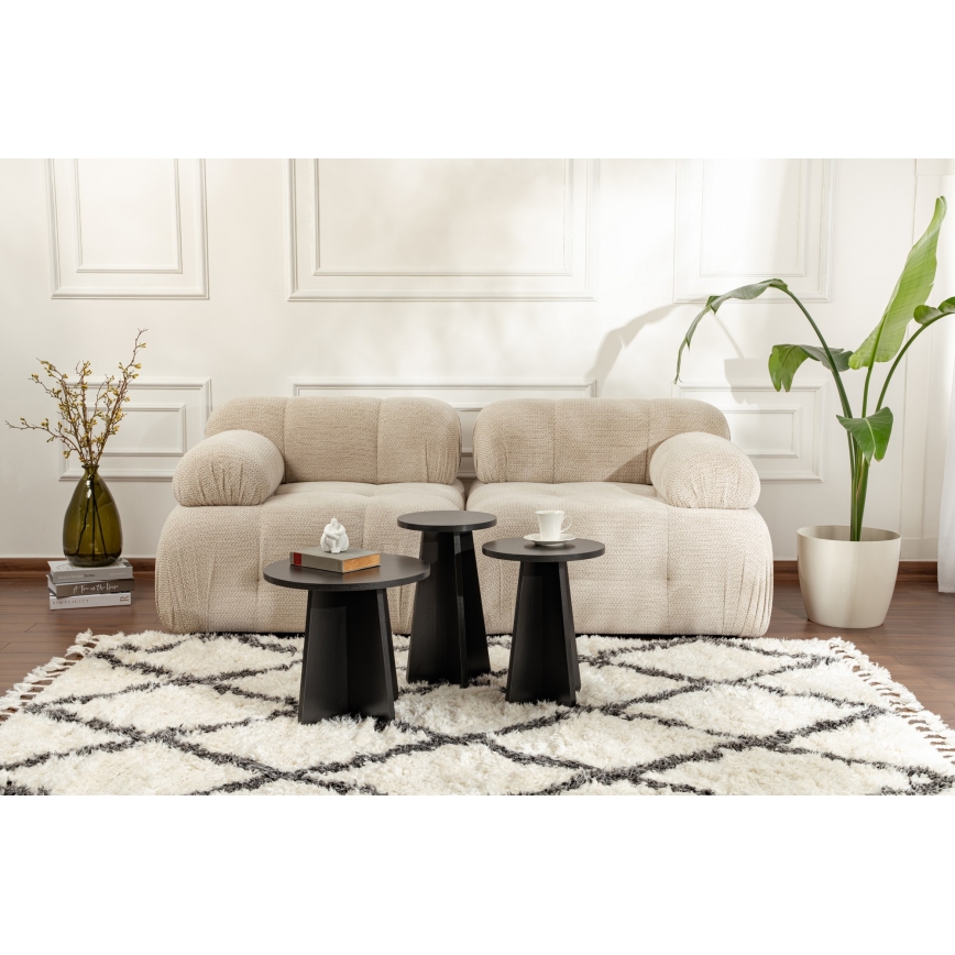 SET 3x Beistelltisch LUME d 28/33/43 cm schwarz