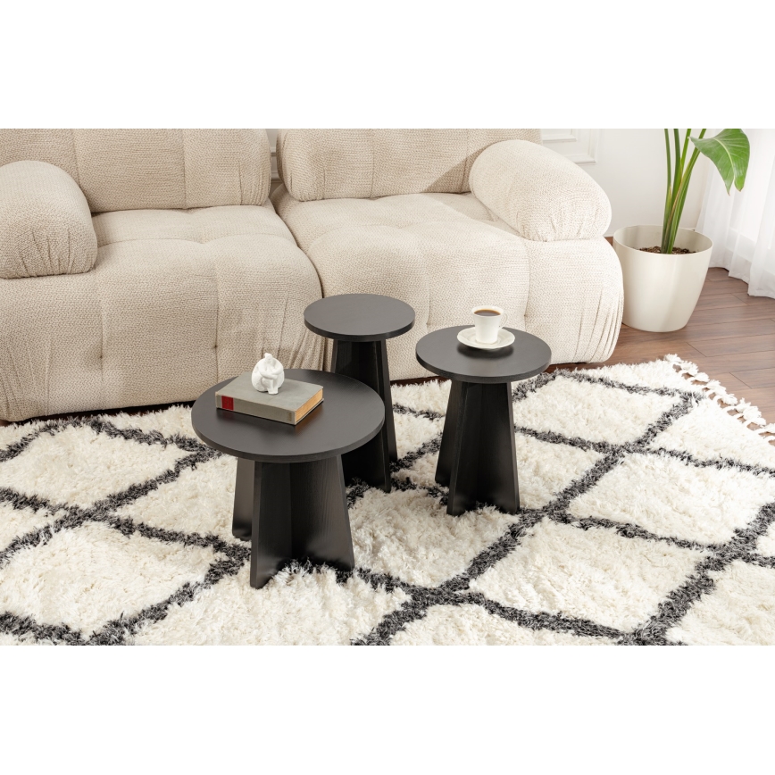 SET 3x Beistelltisch LUME d 28/33/43 cm schwarz