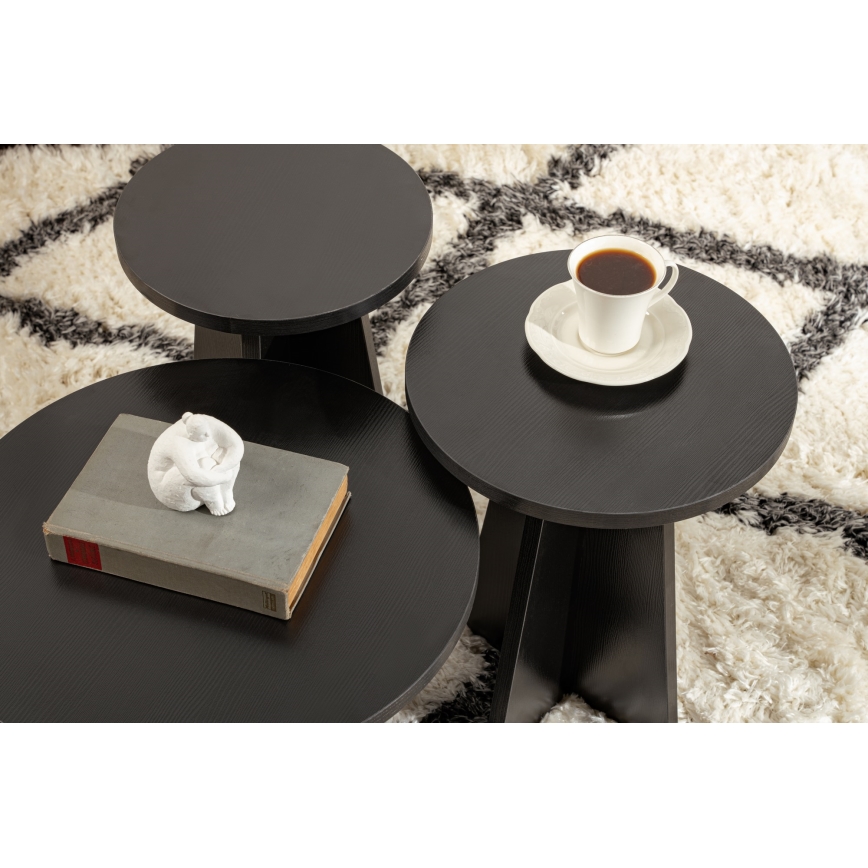 SET 3x Beistelltisch LUME d 28/33/43 cm schwarz