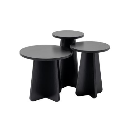 SET 3x Beistelltisch LUME d 28/33/43 cm schwarz