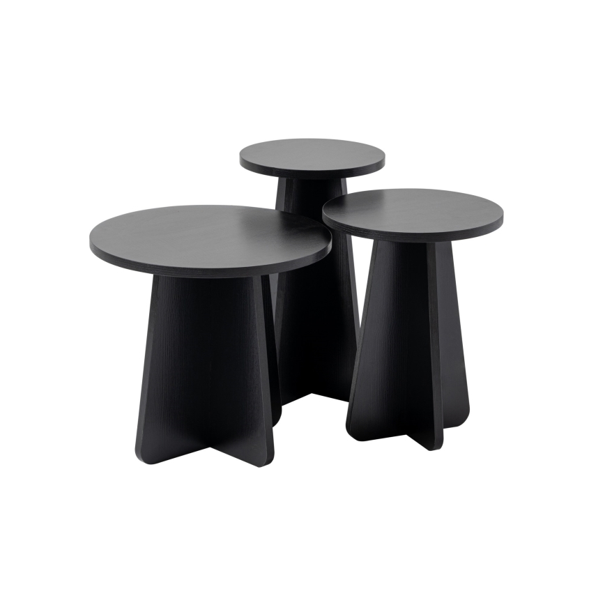 SET 3x Beistelltisch LUME d 28/33/43 cm schwarz