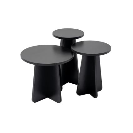 SET 3x Beistelltisch LUME d 28/33/43 cm schwarz