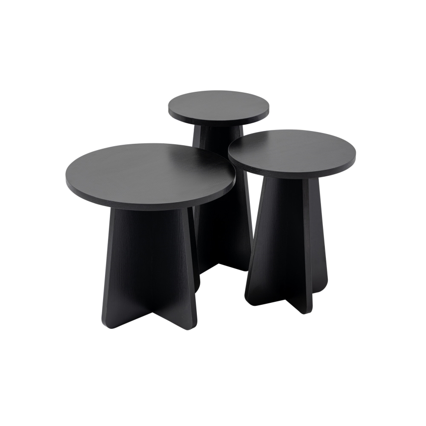 SET 3x Beistelltisch LUME d 28/33/43 cm schwarz