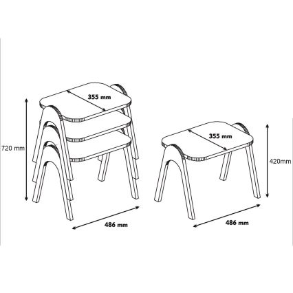 SET 3x Beistelltisch PARIS cremefarben/braun