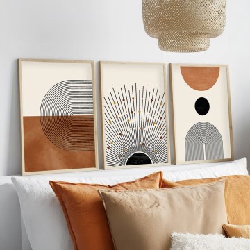SET 3x Bild im Fotorahmen 50x70 cm beige/braun
