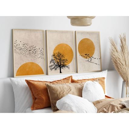 SET 3x Bild im Fotorahmen 50x70 cm beige/gelb