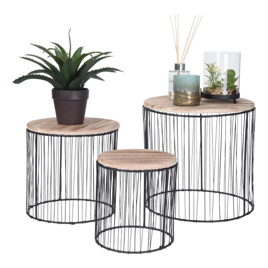 SET 3x Blumenständer d 19/23/28 cm schwarz/beige