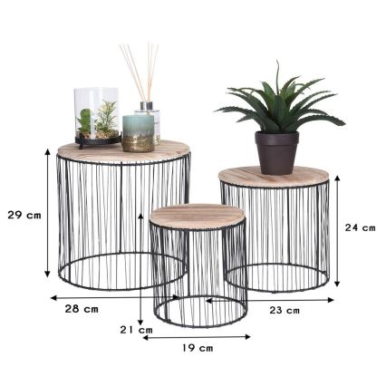 SET 3x Blumenständer d 19/23/28 cm schwarz/beige