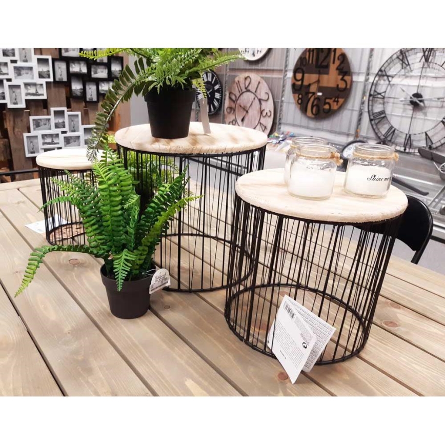 SET 3x Blumenständer Ø 19/23/28 cm schwarz/beige