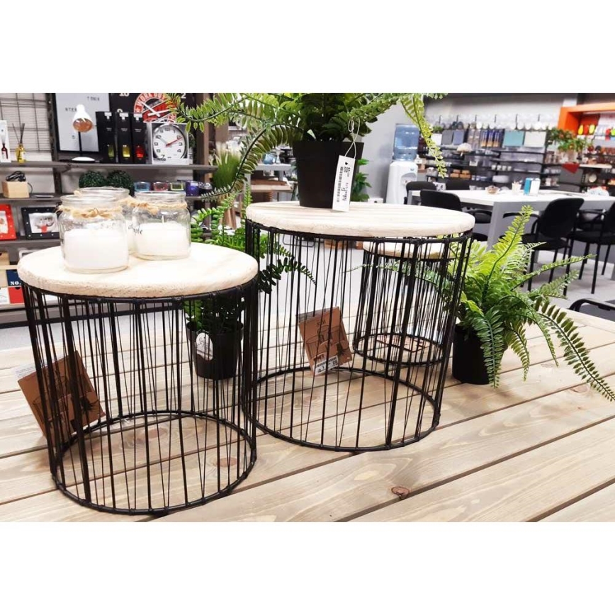 SET 3x Blumenständer Ø 19/23/28 cm schwarz/beige