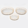 SET 3x Dekoratives Tablett d 27/33/37 cm golden