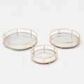 SET 3x Dekoratives Tablett d 27/33/37 cm golden