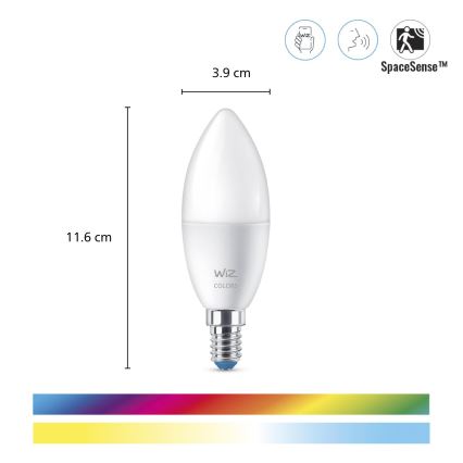 SET 3x Dimmbares LED-RGBW-Leuchtmittel C37 E14/4,9W/230V 2200-6500K CRI 90 Wi-Fi - WiZ