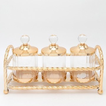 SET 3x Glasgefäß golden