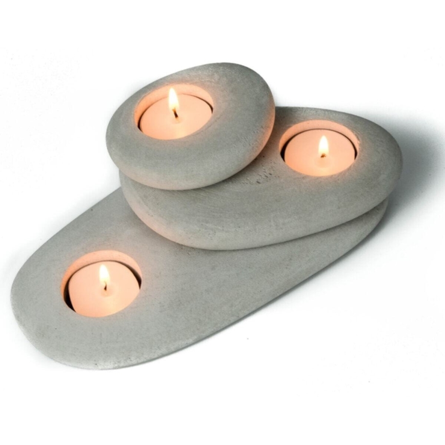 SET 3x Halter für Teelichter 21,5cm/15cm/9cm Beton