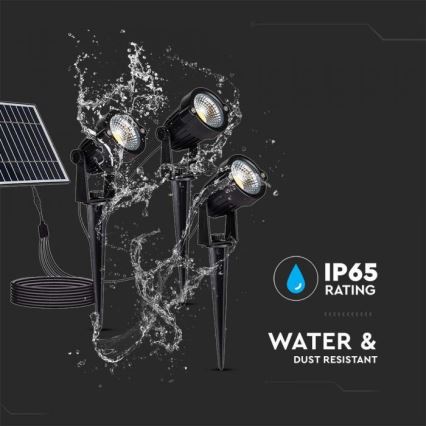 SET 3x LED Außen-Solarleuchte 3xLED/1,2W/3,7V IP65 3000K 4000 mAh