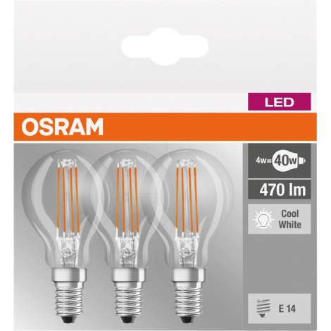 SET 3x LED Glühbirne BASE P40 E14/4W/230V 4000K – Osram