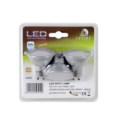 SET 3x LED Glühbirne GU10/3W/230V - Lucide 50412/13/31
