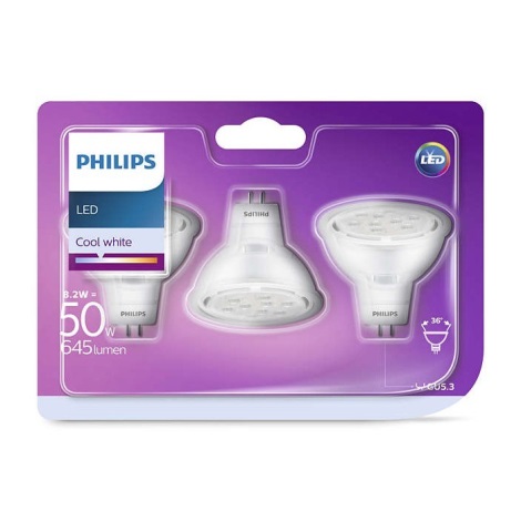 SET 3x LED Glühbirne GU5,3/MR16/8,2W/12V 4000K - Philips
