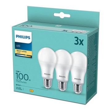 SET 3x LED-Glühbirne Philips A60 E27/13W/230V 2700K