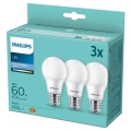 SET 3x LED-Glühbirne Philips A60 E27/8W/230V 6500K